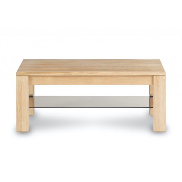 Der Chicago Glas Couchtisch bietet ein modernes Design in Kombination mit einer praktischen Lösung in Form eines gläsernen Stauraums unter der Tischplatte.