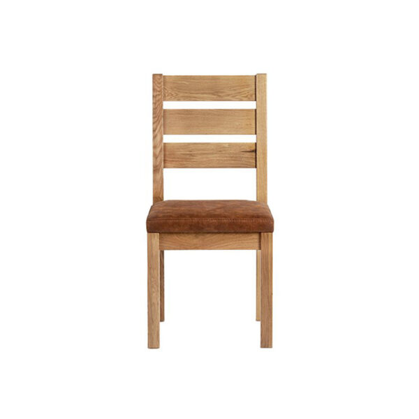 Stuhl Durham Comfort aus Massivholz Eiche 01 800 - Genießen Sie die originelle Kombination aus natürlichem Eichenholz mit einem einzigartigen Muster und einer gepolsterten Sitzfläche mit angenehmer Ton-in-Ton-Polsterung.