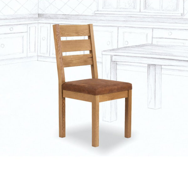Stuhl Durham Comfort aus Massivholz Eiche 03 800 - Genießen Sie die originelle Kombination aus natürlichem Eichenholz mit einem einzigartigen Muster und einer gepolsterten Sitzfläche mit angenehmer Ton-in-Ton-Polsterung.